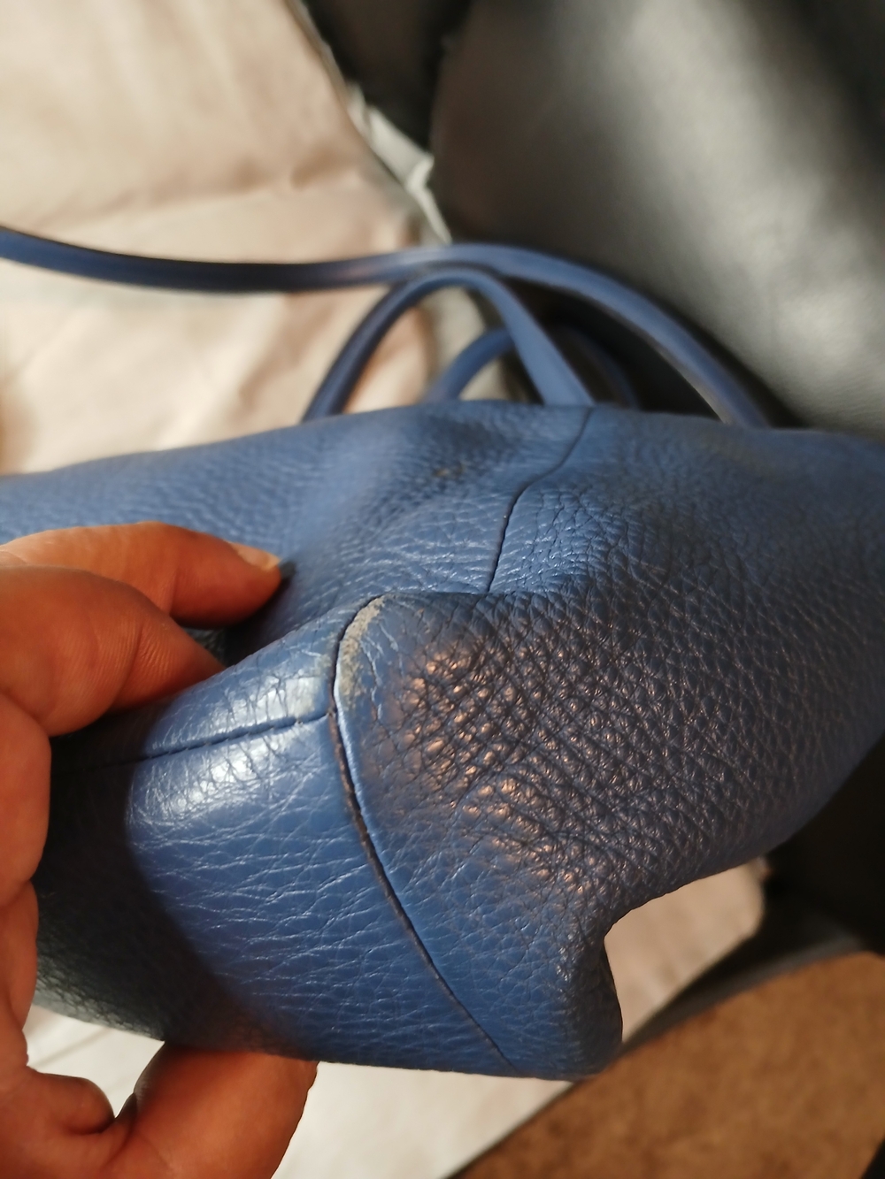 Coach Kelsey Blue Pebbled Leather Satchel with Removable Strap - Picture 5 of 8